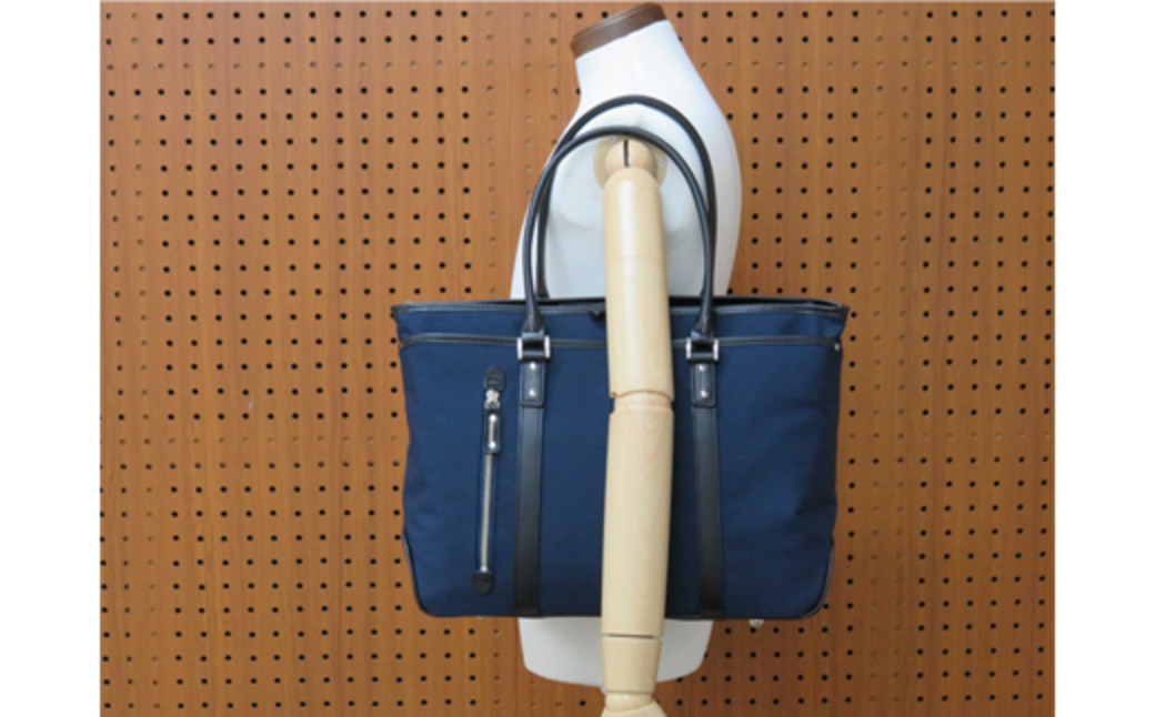 エビータビジネストート (No.5025-60) ネイビー / 木和田 トートバッグ ビジネス 軽量 撥水 ナイロン ショルダーベルト付き パソコン お弁当箱 肩掛け 手提げ 高級 かばん カバン バッグ 鞄 手作り メンズ レディース 日本製