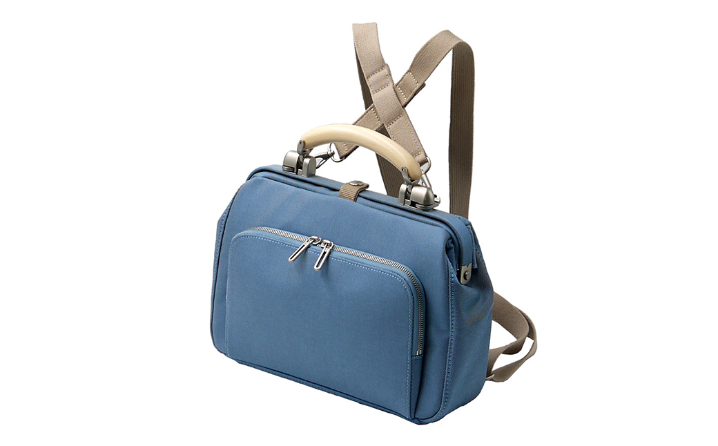 豊岡鞄 for the blue ミニダレスバッグ 3701 ドルフィンブルー / 足立 ダレスバッグ コンパクト 3WAY 手提げ リュック ショルダーバッグ タブレット 収納 レディース メンズ バッグ カバン 鞄
