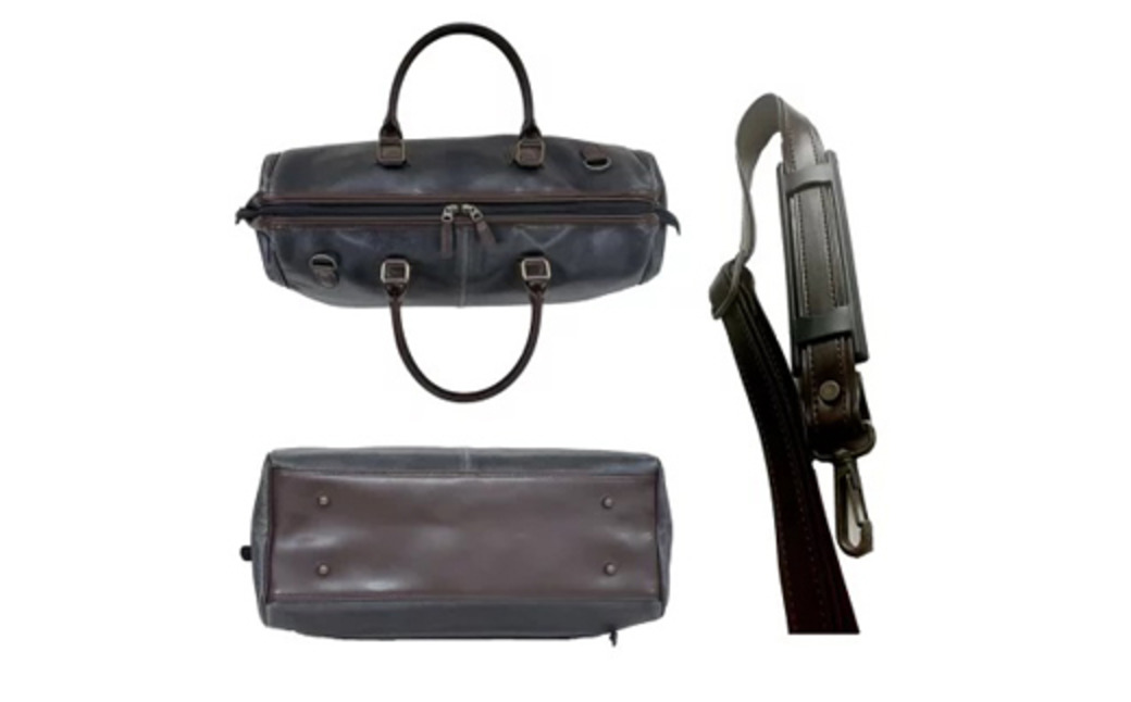 白化合皮 筒形ボストン 黒 10440-01 / 平野鞄 ボストンバッグ トラベルバッグ 旅行カバン 両開きファスナー 1泊 チャックダレス 旅行 出張 ゴルフ ジム レトロ ヴィンテージ おしゃれ 高級 豊岡製鞄 日本製 かばん カバン バッグ 鞄