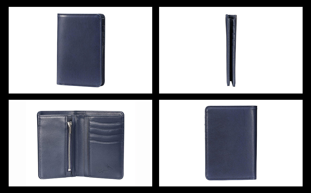【高島屋選定品】豊岡財布 craftsmanship AI（藍）Jacket Wallet Short CW012 勝色 / 財布 二つ折り財布 ブランド メンズ 二つ折り長財布 コンパクト 牛皮革 本革 高級 おしゃれ ビジネス 本藍染め ネイビー