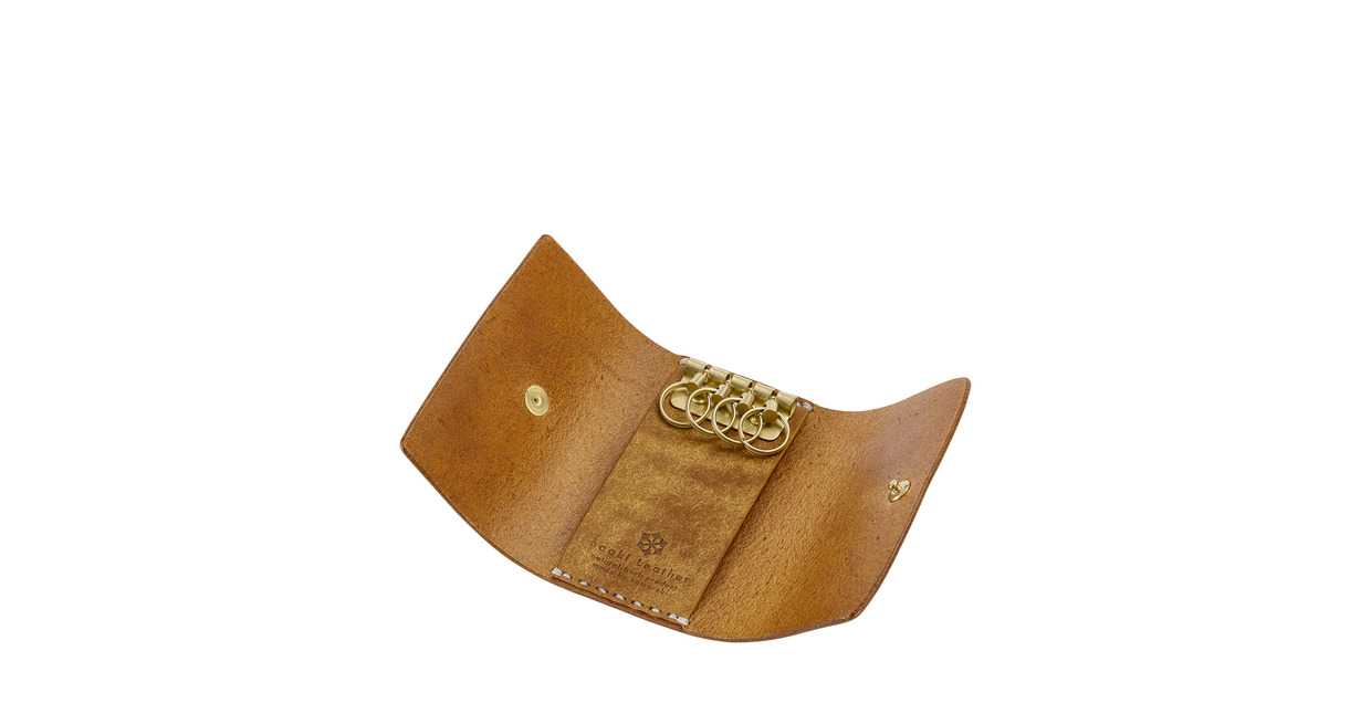 豊岡財布 haaki Leather キーケース HLC501 コニャック / キーホルダー 鍵入れ 革 革小物 牛皮革 メンズ レディース プエブロレザー 手縫いのステッチ ハンドメイド シンプル デザイン 無地 KOMOREBI 木和田正昭商店