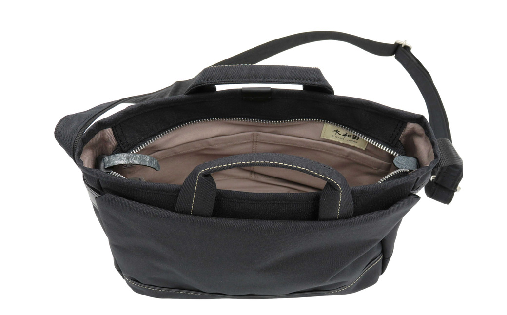 エコステップ手付きショルダーバッグ(No.4008-01) ブラック / 2way ショルダーバッグ トートバッグ 肩掛け 手持ち 軽量 撥水 メンズ レディース バッグ かばん カバン 鞄 日本製 木和田