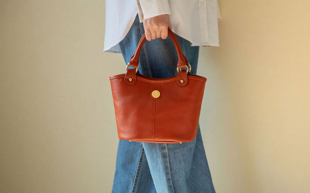 豊岡工房 牛革 手提げ（4259）キャメル / ミニ トートバッグ 手提げバッグ コロンとした バケツ型 底鋲  マグホック付き 柔らかい シュリンク牛革 メンズ レディース かばん カバン バッグ 鞄 国産 日本製 小田清株式会社