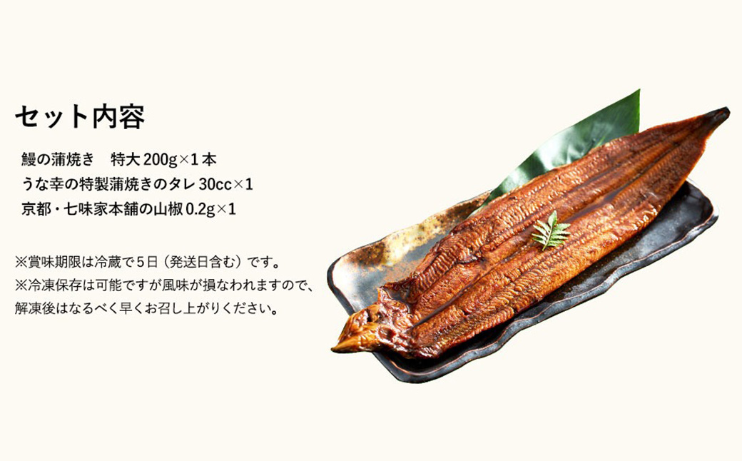 特製タレ 山椒付き 大型1尾 鰻一筋「うな幸」のふわとろ蒲焼き(“国産”大サイズ1本入り) / うなぎ ウナギ 鰻 蒲焼き 1尾 タレ セット 真空パック レンジ