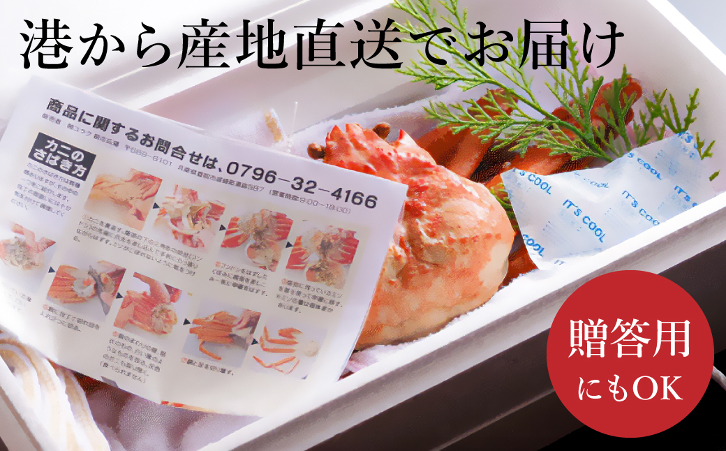 【kinosaki spa&gardens　湯楽使用】タグつき 釜茹で松葉ガニ　約800ｇ