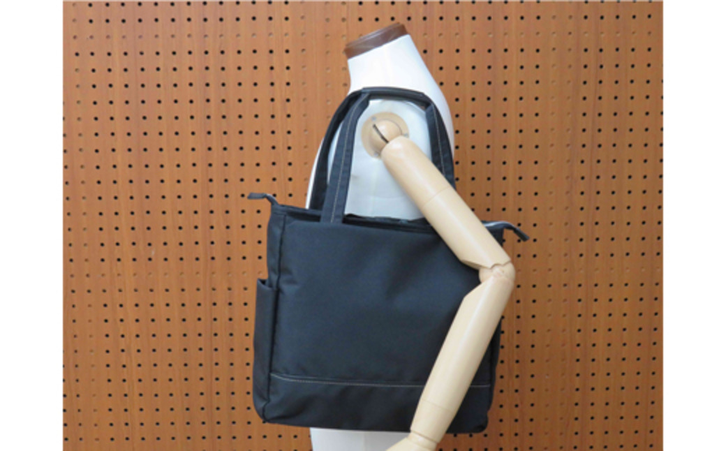 エコステップ肩掛けトート (No.4005-01) ブラック / 木和田 トートバッグ 軽量 撥水 ポリエステル ポケット 高級 かばん カバン バッグ 鞄 手作り メンズ レディース 日本製