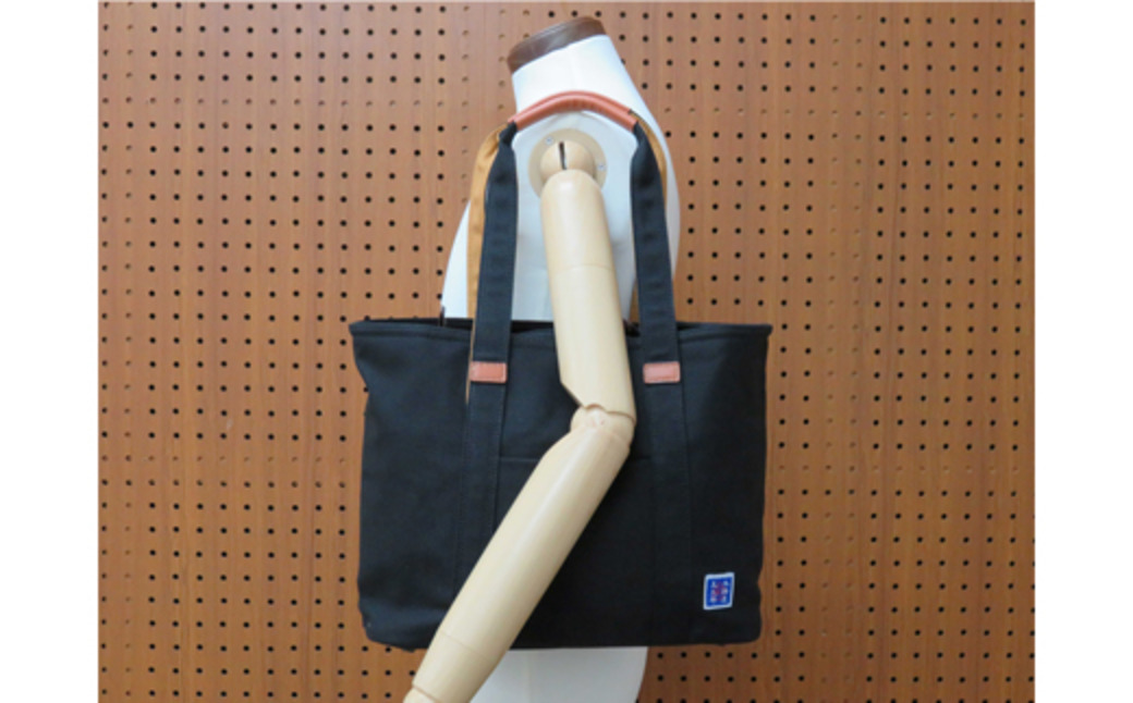 木綿屋五三郎伸長式トート (No.4992-01) 黒 / 木和田 トートバッグ 軽量 490g 帆布 A4サイズ シンプル デザイン 通勤 通学 普段使い 高級 かばん カバン バッグ 鞄 手作り メンズ レディース 日本製