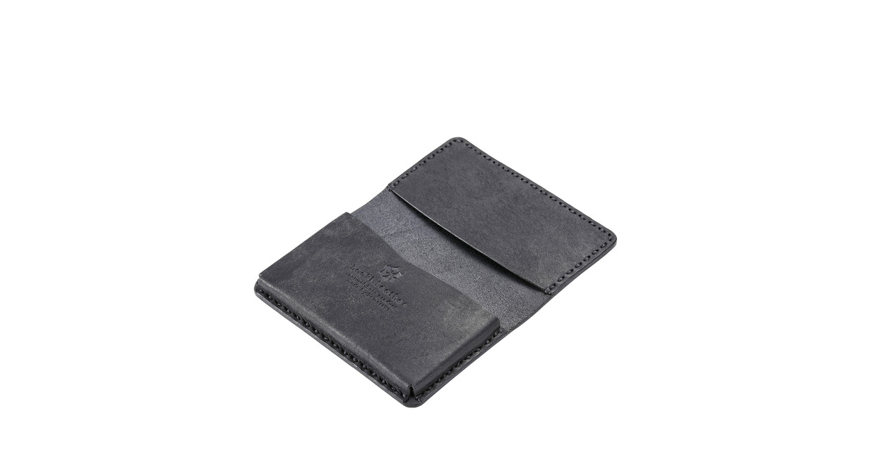 豊岡財布 haaki Leather カードケース HLC500 ネロ /  カード入れ 名刺入れ 革 革小物 牛皮革 メンズ レディース プエブロレザー 手縫いのステッチ ハンドメイド シンプル デザイン 無地 KOMOREBI 木和田正昭商店
