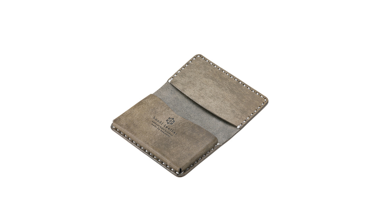 豊岡財布 haaki Leather カードケース HLC500 グリージオ /  カード入れ 名刺入れ 革 革小物 牛皮革 メンズ レディース プエブロレザー 手縫いのステッチ ハンドメイド シンプル デザイン 無地 KOMOREBI 木和田正昭商店