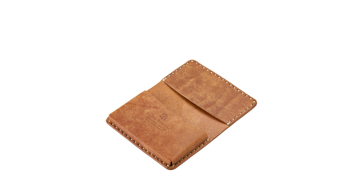 豊岡財布 haaki Leather カードケース HLC500 コニャック /  カード入れ 名刺入れ 革 革小物 牛皮革 メンズ レディース プエブロレザー 手縫いのステッチ ハンドメイド シンプル デザイン 無地 KOMOREBI 木和田正昭商店
