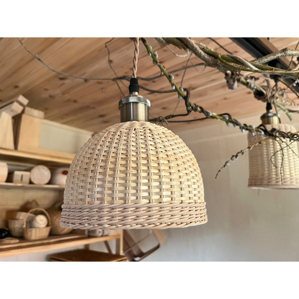 豊岡杞柳細工 育てる照明『hinode』照明金具：ダクトレールタイプ（E26口金） / ランプシェード 照明金具・電球付き 柳 半円球 伝統工芸品 天然素材 行李柳 コオリヤナギ