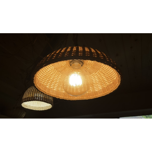 豊岡杞柳細工 育てる照明『tsukigasa』照明金具：引掛けシーリングタイプ（E26口金） /  ランプシェード 照明金具・電球付き 柳 半楕円体 伝統工芸品 天然素材 行李柳 コオリヤナギ