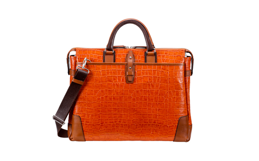 【高島屋選定品】豊岡鞄 craftsmanship クロコ型ブリーフ (197712) サンセット  / 木和田正昭商店 クロコダイル調 本革 ブリーフケース ビジネスバッグ メンズ ビジネスカジュアル カバン バッグ A4ファイル収納 手持ち ショルダーベルト付属 2way