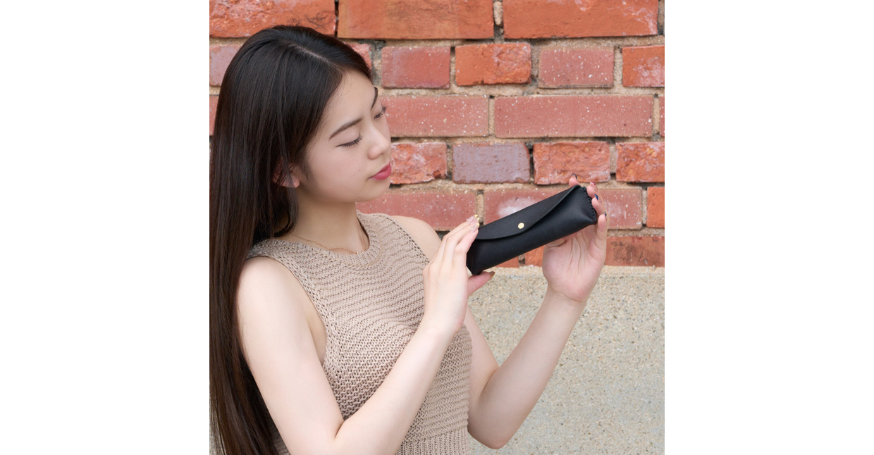 豊岡財布 haaki Leather ペンケース HLC502 ネロ / 筆記具入れ 革 革小物 プエブロレザー 手縫いのステッチ ハンドメイド シンプル デザイン 無地 KOMOREBI 木和田正昭商店