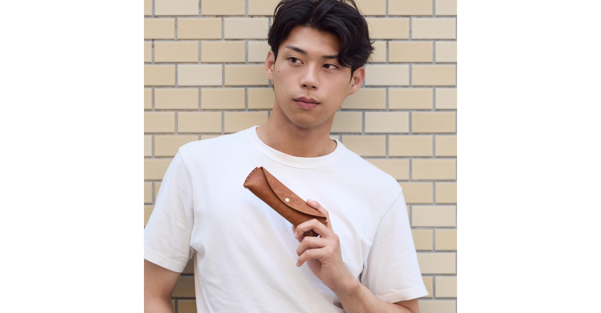 豊岡財布 haaki Leather ペンケース HLC502 コニャック / 筆記具入れ 革 革小物 プエブロレザー 手縫いのステッチ ハンドメイド シンプル デザイン 無地 KOMOREBI 木和田正昭商店