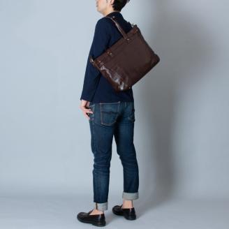 豊岡鞄 皮革ビジネストート（チョコ）