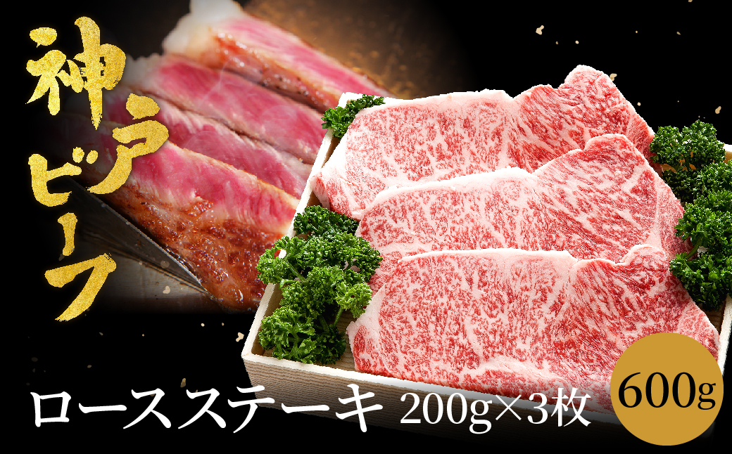 神戸牛 ロースステーキ 600g【200g×3枚】 (TYST5)  牛肉 ステーキ ロース 霜降り ステーキ肉 但馬牛 黒毛和牛 和牛 国産牛 赤身 ステーキ 牛 肉 焼肉 太田牧場 太田牛 神戸ビーフ TYST5【但馬牛太田家】【好評につき2月以降順次発送】