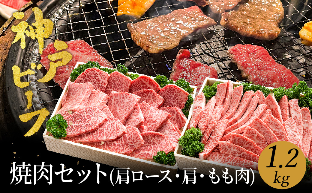 焼肉セット 神戸牛 牛肉 焼肉用 1.2kg【肩ロース 600g+肩・モモ 600g】(TYYS5) 焼き肉 セット 食べ比べ 牛 肉 霜降り 但馬牛 黒毛和牛 和牛 国産牛 焼肉 やきにく アウトドア キャンプ BBQ 太田牧場 太田牛 神戸ビーフ【但馬牛太田家】【好評につき2月以降順次発送】