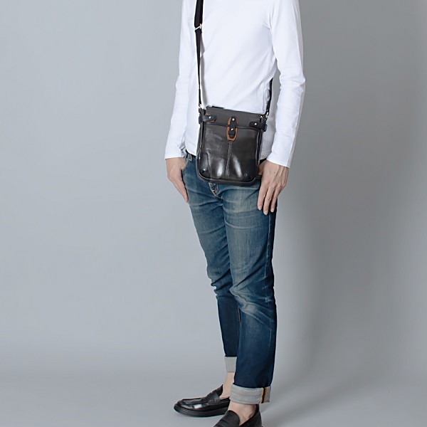 豊岡鞄　帆布PU×レザーショルダーＳ（24-170）ブラック