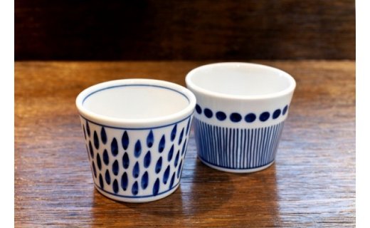 出石焼きのオリジナル蕎麦猪口2個セット（革の猪口把手付き）