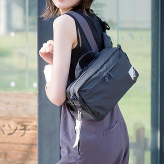 豊岡鞄 CIE WEATHER BODYBAG with MARKET BAG（071954）ブラック / 木和田正昭商店 撥水 ウエストポーチ ボディバッグ ウエストバッグ メンズ レディース スマートフォン 財布 A5手帳収納 エコバッグ付属