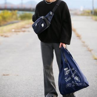 豊岡鞄 CIE WEATHER BODYBAG with MARKET BAG（071954）ネイビー / 木和田正昭商店 撥水 ウエストポーチ ボディバッグ ウエストバッグ メンズ レディース スマートフォン 財布 A5手帳収納 エコバッグ付属