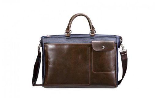 豊岡鞄　デニム×レザートート（5050）　こげ茶 こげ茶 SIZE：W400×H300×D100(mm)