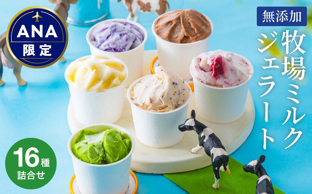 【ANA限定】牛飼いのジェラートセット 16種詰め合わせ / 無添加 スイーツ ジェラート シャーベット アイスクリーム 卵 小麦粉不使用 手作り プレセント お土産 贈り物 ギフト お取り寄せ 【狩野牧場】
