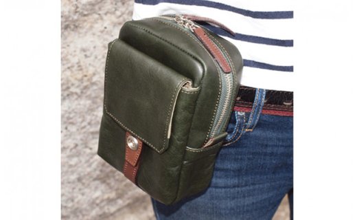 豊岡産　牛革・軽量ミニショルダーバッグ　CROSSROAD（505068グリーン）