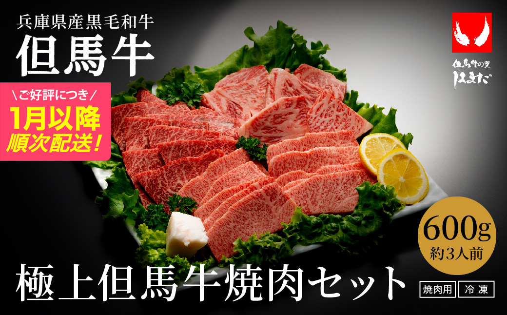 希少部位入り！極上但馬牛 焼肉セット 3種盛り【ロース モモ 希少部位1種 合計600g】牛肉 焼肉 セット 焼き肉 お肉 牛 肉 但馬牛 黒毛和牛 霜降り【但馬ビーフはまだ】【ご好評につき1月以降順次発送】