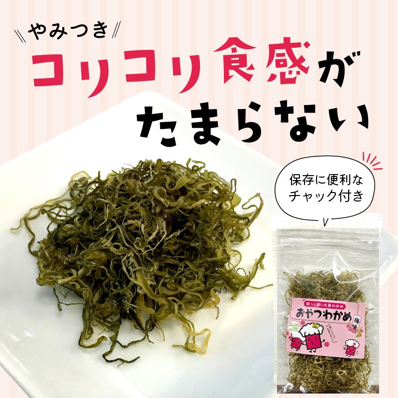おやつわかめ梅味BIG 160g(40g×4)《 海藻 わかめ ワカメ おやつ おやつわかめ おつまみ 珍味 茎わかめ ビックサイズ 》【2401D03404】