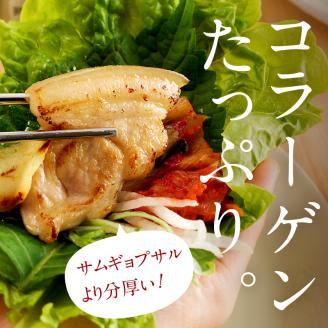 【コラーゲンたっぷり！】オーギョプサル(皮付豚肉)味噌、塩セット(2～4人前)《 肉 豚肉 豚 オーギョプサル 自家製キムチ 巻き野菜付き セット 》【2302A09911】