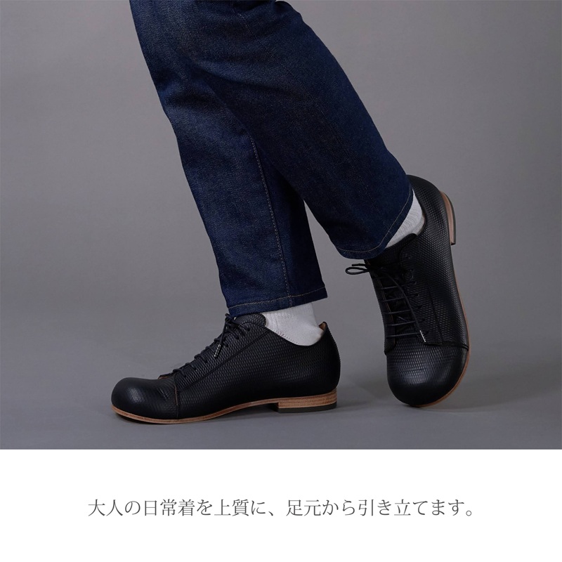 【フレッシュブラック】Classic Sneakers DECO レザーソールタイプ＜ハーフソールラバー加工あり＞《 日本製 DECO 革靴 皮 ファッション レザー 靴 シューズ 》【2522N08005_01】