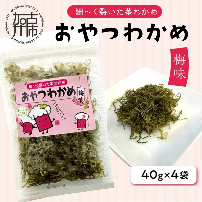 おやつわかめ梅味BIG 160g(40g×4)《 海藻 わかめ ワカメ おやつ おやつわかめ おつまみ 珍味 茎わかめ ビックサイズ 》【2401D03404】