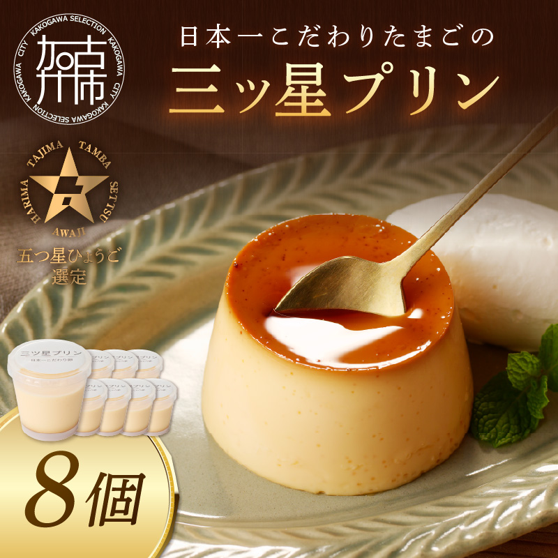 【五つ星ひょうご認定】日本一こだわりたまごの三ツ星プリン(125g×8個)《 プリン 三ツ星プリン こだわりたまご お取り寄せ スイーツ お菓子 デザート 》【2401H12608】