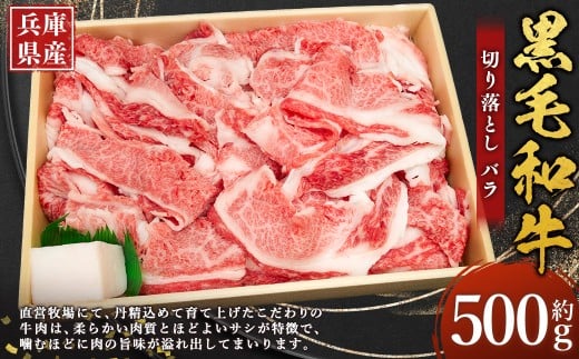 牛肉 兵庫県産 黒毛和牛 切り落とし バラ 約500g×1パック