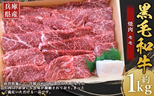 牛肉 兵庫県産 黒毛和牛 焼肉 モモ 約1kg×1パック