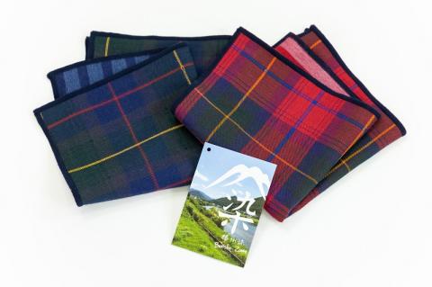 【播州織】トリプルガーゼ　ハンカチ レッド＆ブルー2枚組　（06-23）