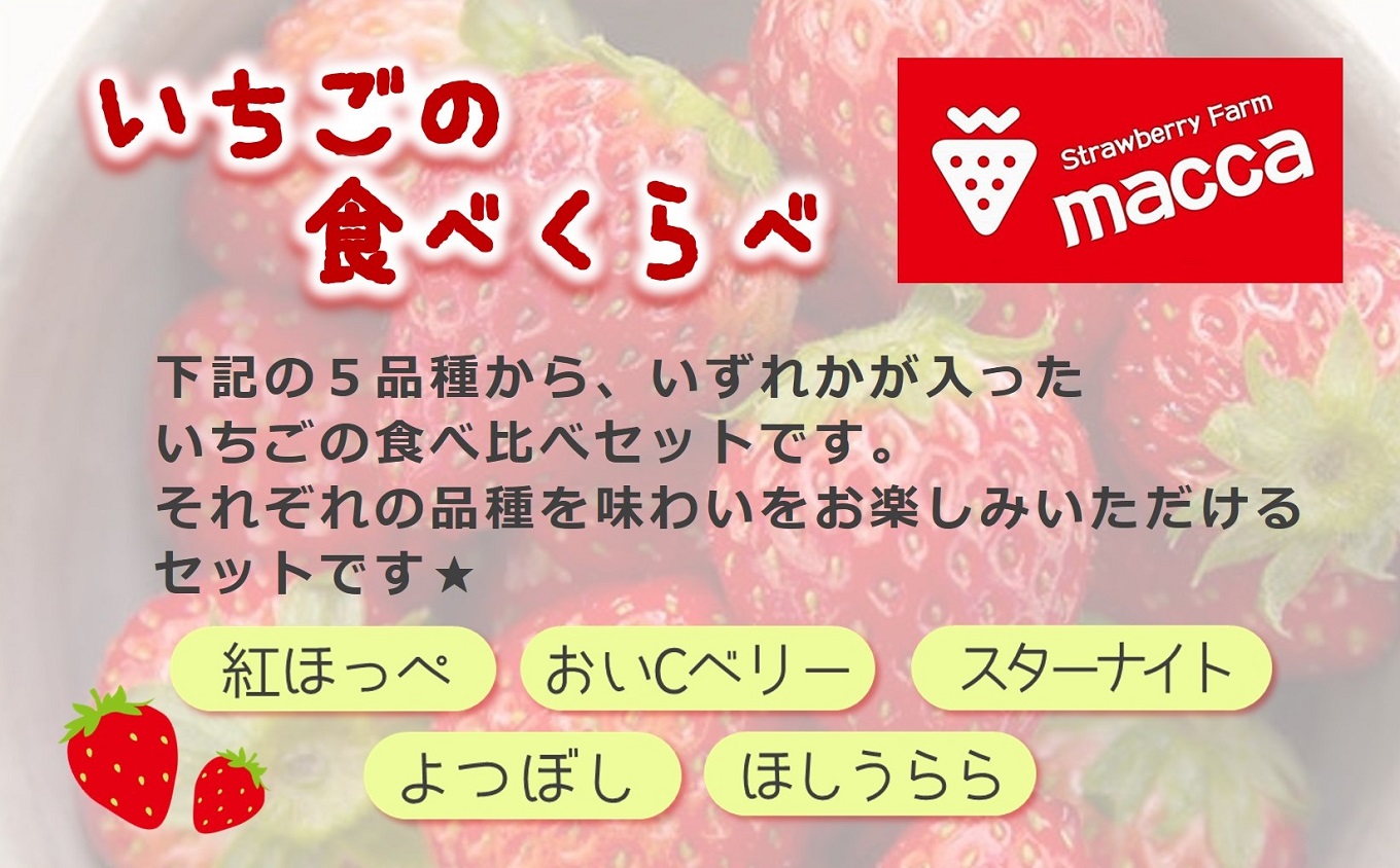 令和８年２月上旬配送分「ひょうご推奨ブランド」認証「西脇市産いちご食べくらべセット」（1箱2パック）～いちご畑macca～（06-39）