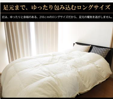 【国産 羽毛布団】オールシーズン2枚合わせ クイーンロングサイズ ホワイトダックダウン93% （190-3）