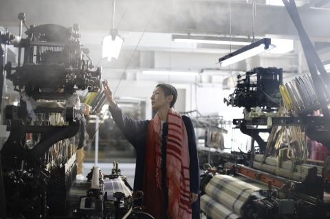 【tamaki niime】播州織コットン100％ プリントショール（ミドル）　30-17