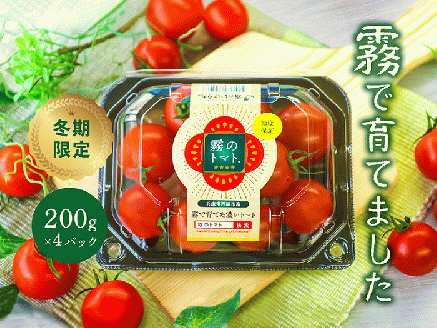 11月末～12月発送予約【霧のトマト】 霧で育てたおいしさ抜群の味！　ミニトマト200ｇ×4パック　06-16
