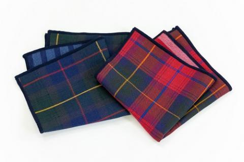 【播州織】トリプルガーゼ　ハンカチ レッド＆ブルー2枚組　（06-23）