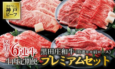 【定期便６回/幻の神戸ビーフ】黒田庄和牛 特選モモ＆肩ロースプレミアムセット　合計6.39kg （300-1）