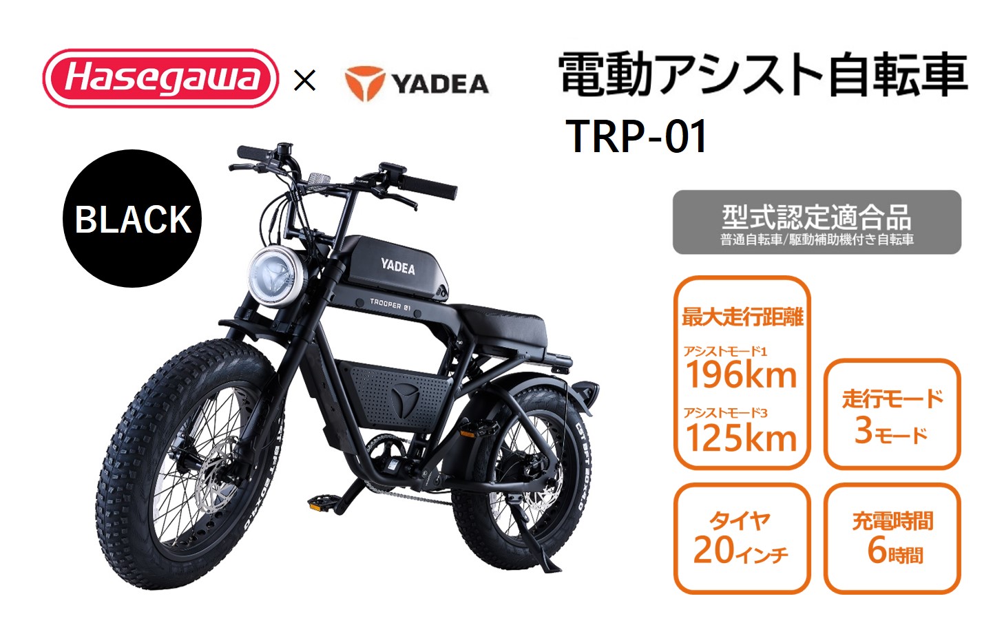 【電動アシスト自転車】 TRP-01 ブラック 【ハセガワモビリティ×YADEA】（900-1） ブラック