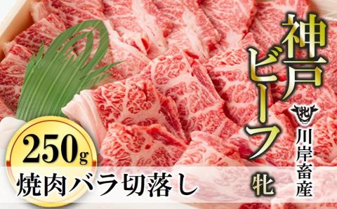 [川岸畜産]神戸ビーフ・牝 バラ焼肉切落し250g (15-36)