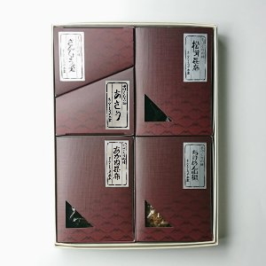 かすみ（佃煮詰合せ：さんしょうの実、あさり佃煮、松茸昆布、ちりめんさんしょう、あかね昆布)
