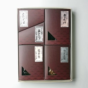 かえで（佃煮詰合せ：さんしょうの実、あさり佃煮、松茸佃煮、ちりめんさんしょう、塩昆布)
