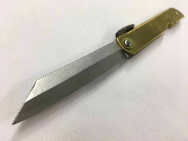 肥後守 特別手作り鍛造青紙本割込（真鍮）