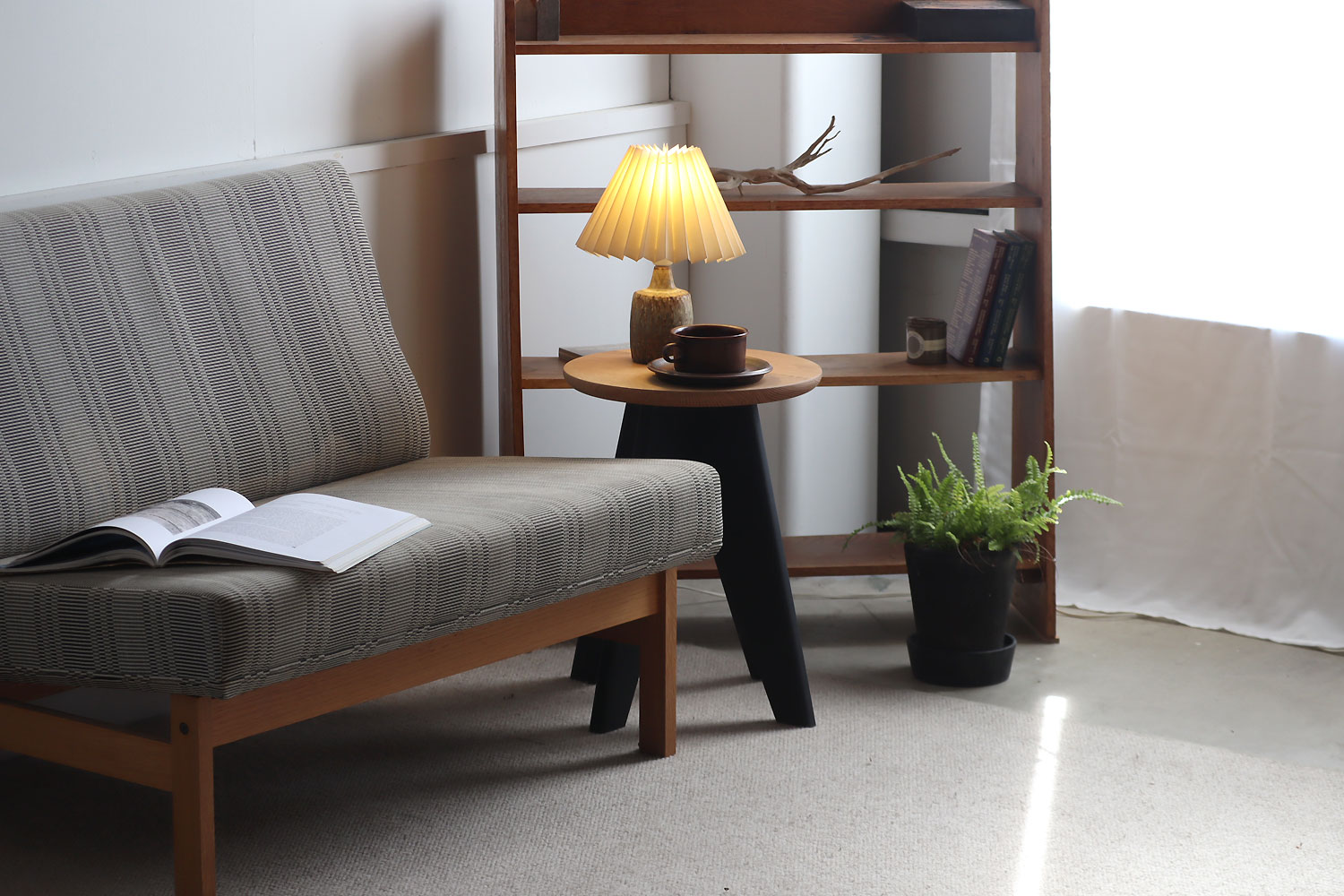 F.B.Fスツール/サイドテーブル オーク×BLACK